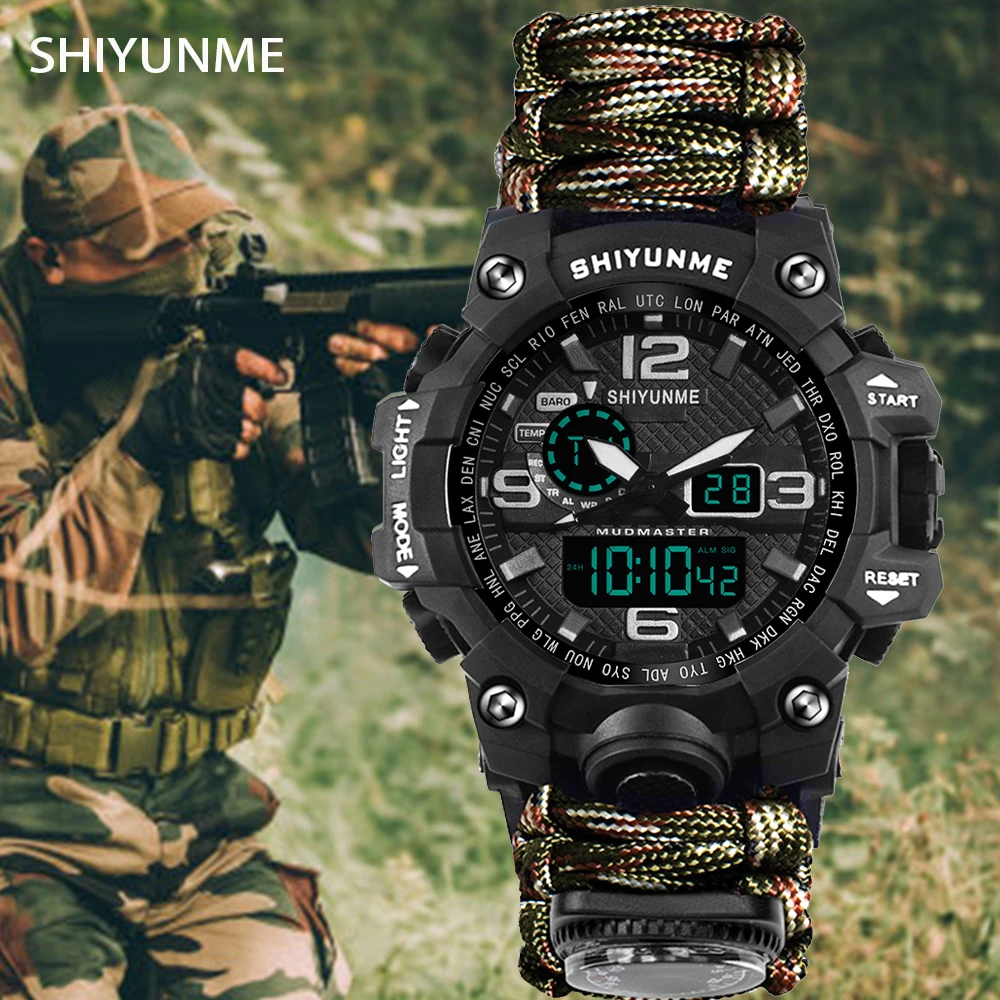 SHIYUNME Brand Men Sports Watches Fashion compass Waterproof LED Digital Watch Man Military Wrist Watch Relogio Masculino Watch