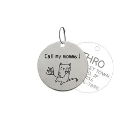 003 Cat Dogs ID Tags Personalized and Custom for Pet Collar Name Funny Painting Engraved on Both Sides