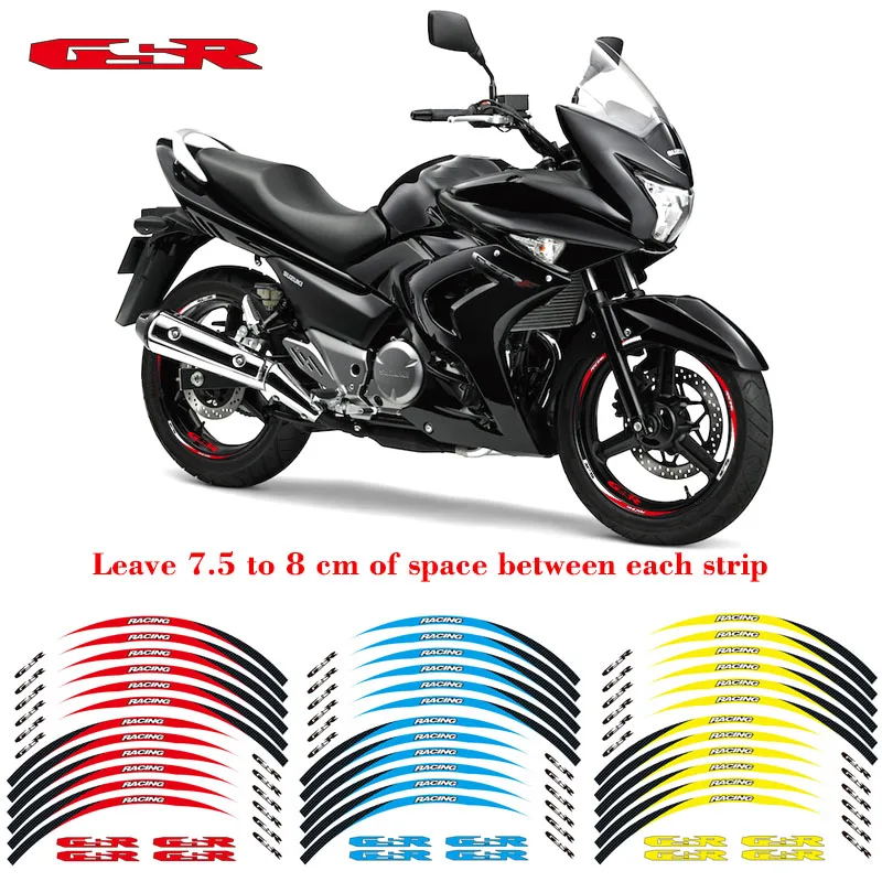 

New high quality 12 Pcs Fit Motorcycle Wheel Sticker stripe Reflective Rim For Suzuki GSR