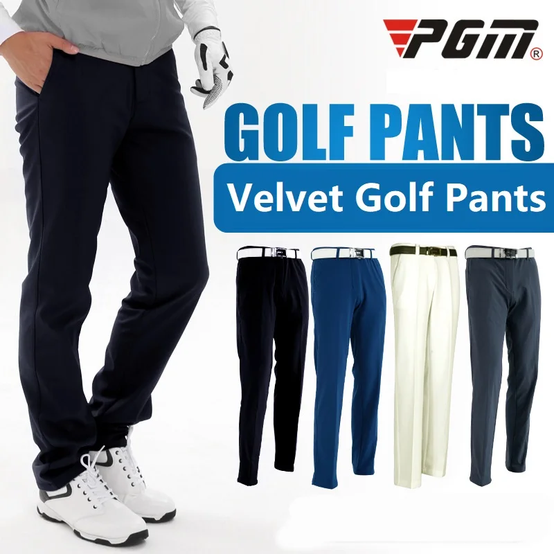 PGM Autumn Winter Waterproof Men Golf Trousers Thick Keep Warm Windproof Long Pant High Elastic Tennis Clothing