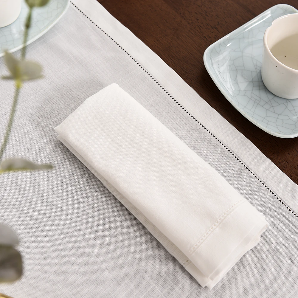 12pcs Napkins Cotto Restaurant Dinner Cloth Napkin Decoration Reusable White Cotton Linen Fabric Table Napkins for Wedding Party