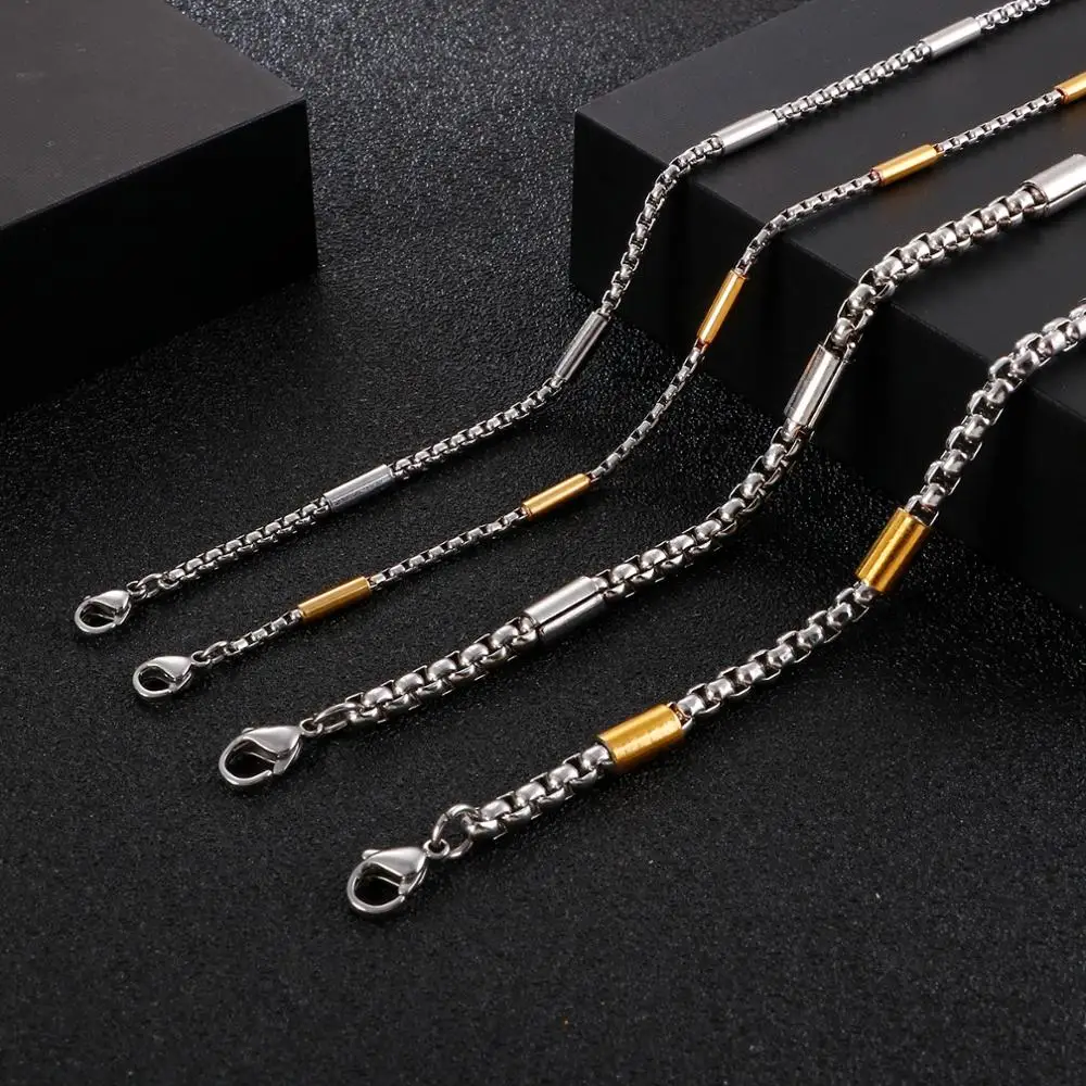 2.5mm 5mm Ferrero Bead Chain On Neck Fashion Hip Hop Link Necklace Stainless Steel  Men\'s Charm Jewelry Choker