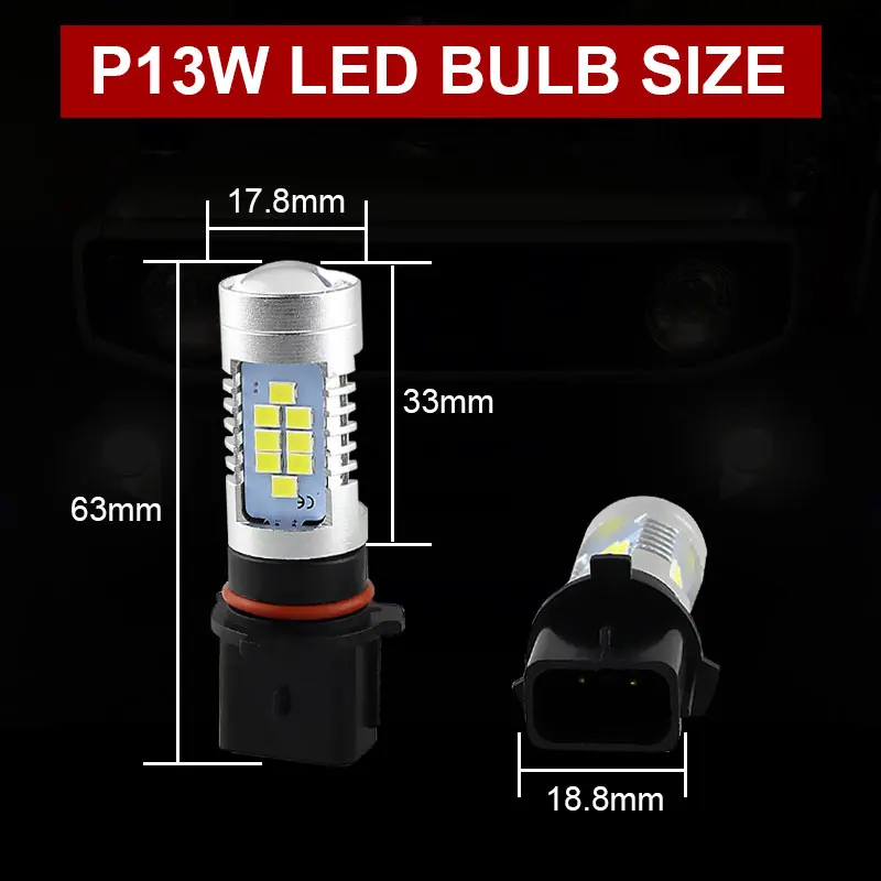 2pcs Canbus No Error P13W LED Fog Daytime Running Light White For Skoda Yeti 5L Mazda CX-5 Audi A4 B8 Q5 Chevy Camaro W212 view 6