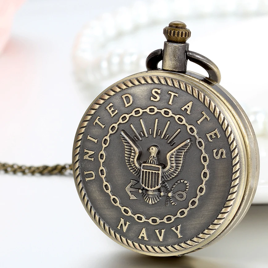 LANCARDO-Reloj de bolsillo de la Marina de los Estados Unidos para hombre y mujer, cronógrafo de estilo Retro, militar, Unisex