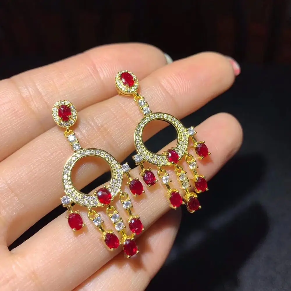 Super beautiful ruby earrings. Bright colors. Pigeon blood red, 925 pure silver