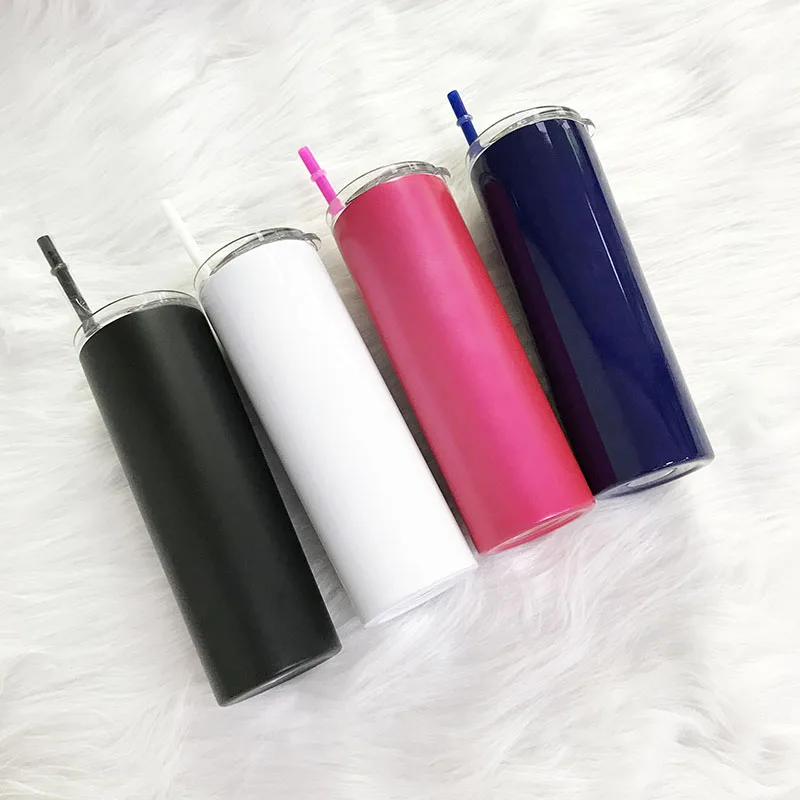 

Whoesale 20oz Skinny Tumbler With Sealed Lid Straw Tall Glass Double Wall Vacuum Insulated Mug Stainless Steel Slim Water Bottle