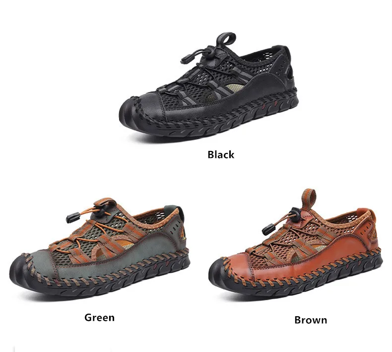 Heißer Verkauf Sommer männer Sandalen Im Freien Nicht-slip männer Strand Sandalen Handarbeit Aus Echtem Leder männer Schuhe mode Männer Turnschuhe – Detail 4