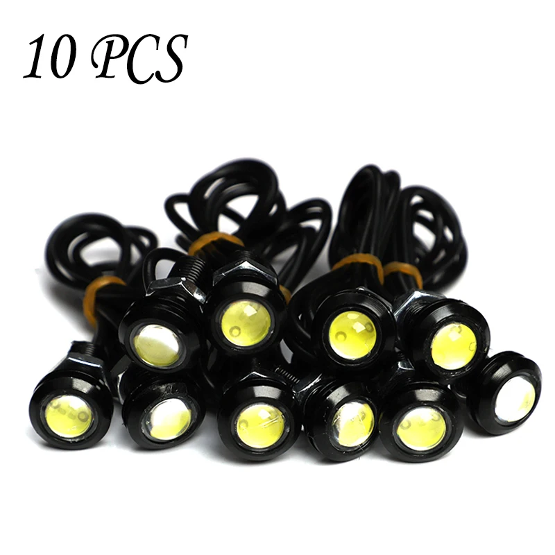 10PCS / Pack 23/18 MM Car Eagle Eye DRL Led Daytime Running Lights LED 12V Backup Reversing Parking Signal Automobiles Lamps