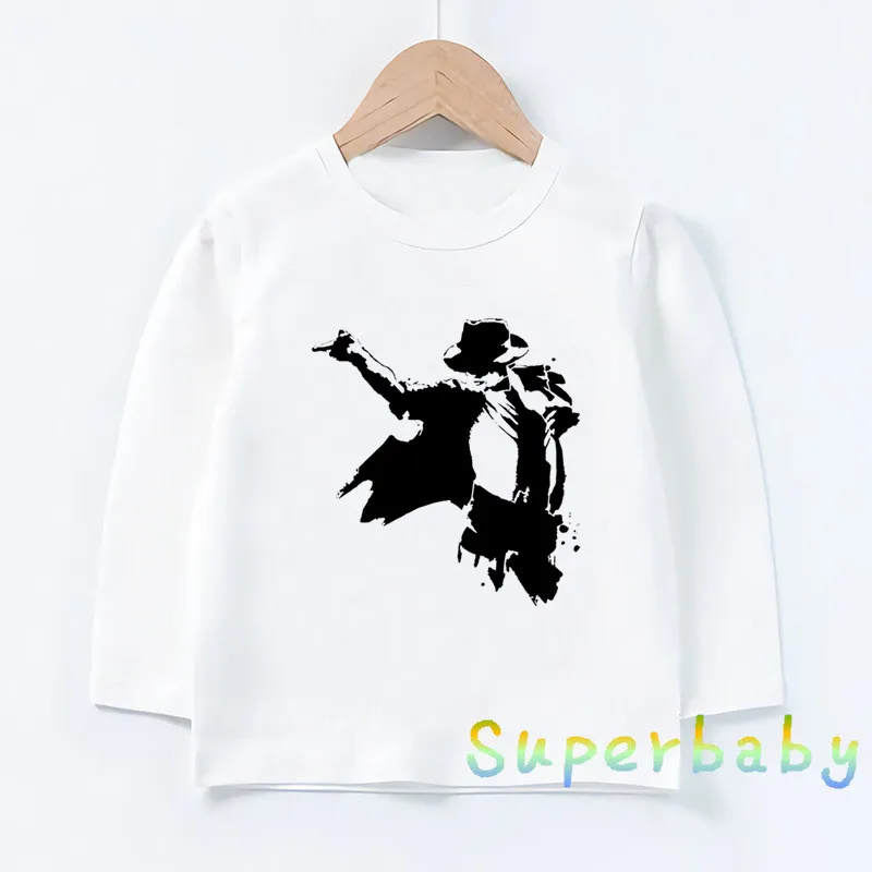 Rock N Roll Star Michael Jackson Bad Print Kids T-Shirts Casual Fashion Boys Clothes Baby Girls Long Sleeve Tshirt Children Tops