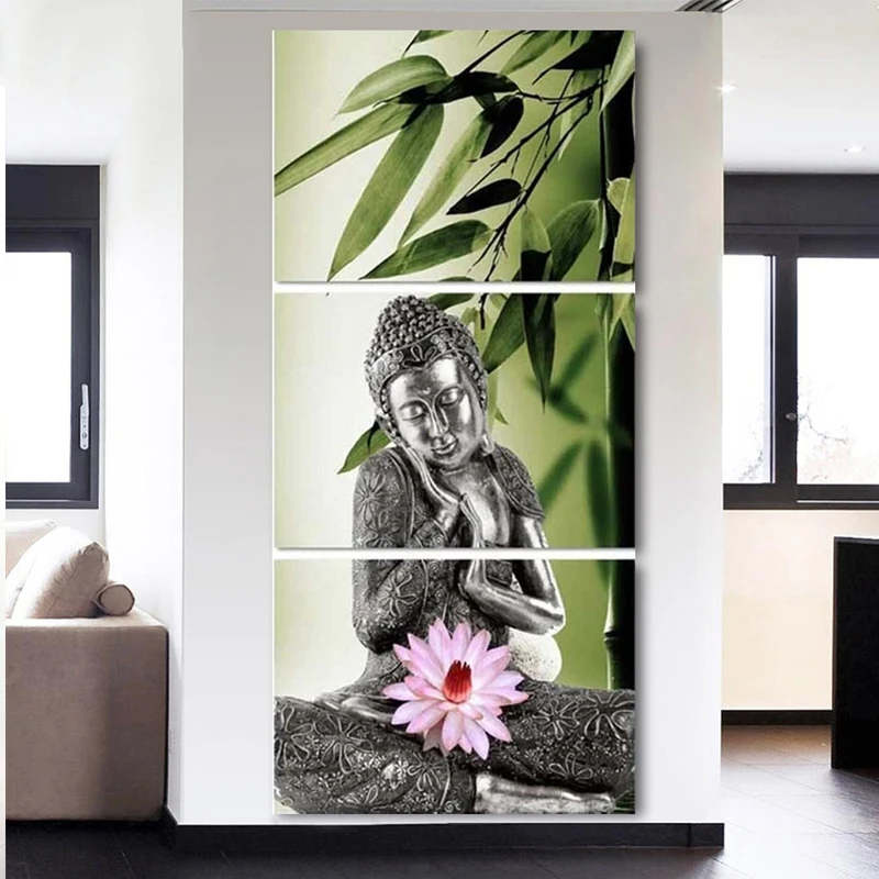 Pink flower Buddha Statue zen icon 5d diy diamond painting Full drill mosaic set diamond Embroidery Chinese style stickerZP-1885