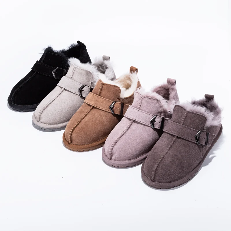 Genuine Leather 2024 Shoes Women 100% Natural Wool Shoes Moccasins Loafers Soft Leisure Flats Female Casual Footwear Snow Boots