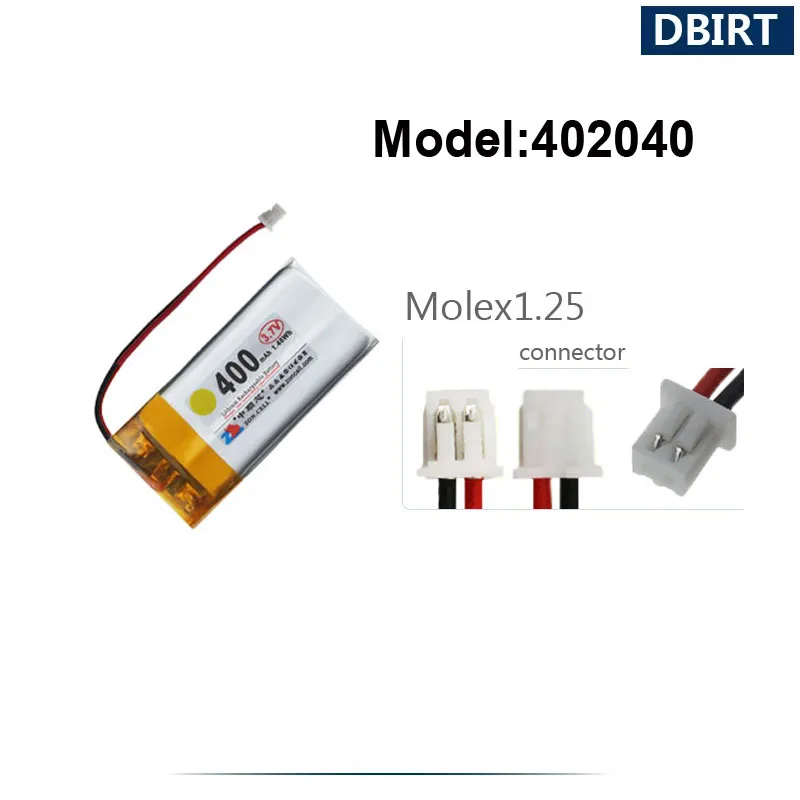 400MAh LP402040 AHB402040 402040 042040 Pin Cho Tai Nghe Bluetooth Đầu Ghi Hình MP4 MP5 Đồng Hồ Thông Minh (3 Dây NTC XH2.54 molex1.25)