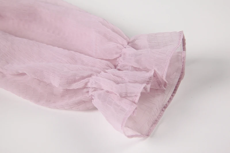 2022 Summer Off Shoulder Pleated Mesh Shirt Women French Sweet Vintage Square Collar Long Sleeve Ladies Chiffon Blusas Tops