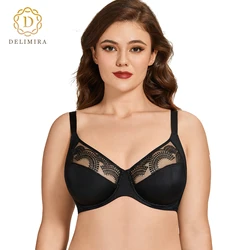 Women's Sheer Sexy Lace Bra Non Padded Underwire Support Plus Size Full Figure