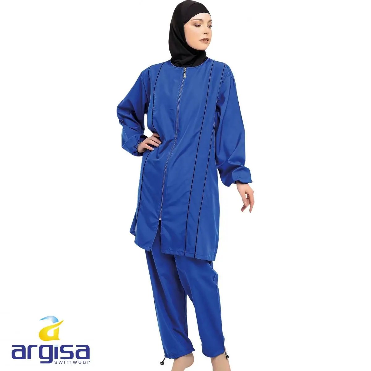 Argisa 7113 Long-Sleeve Plus Size Full Burkini Muslim Swimwear 3XL-7XL Hijab Islamic Swimsuit Turkey Women GRAY Blue Purple Black