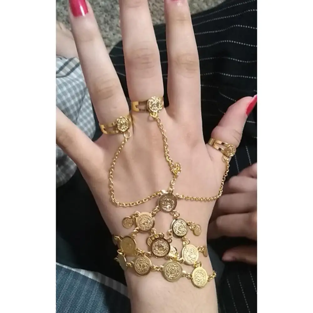 Wholesale Gold Color Coin Bracelet Bangles in chain link Rings For Women Dress Bracelet Hot Sale Arab Middle East Bracelet