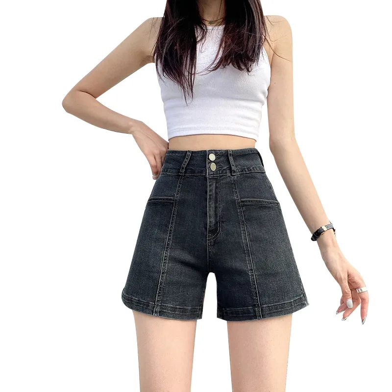 Jeans Woman High Waist Stretch Fashion Denim Shorts Pants Women Summer New Femme Wide-Leg A-Line Pants Thin Female Jean Pant  SO