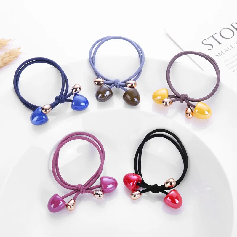 Colorful Balls Pendant Hair Bands Fashion Headband for Women Girls Bow Rubber Band Scrunchies Hair Accessories Ponytail Holder