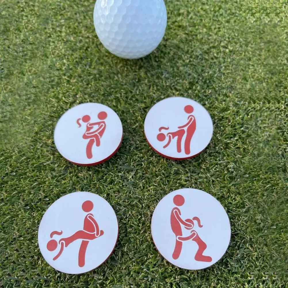 Golf Ball Mark Magnetic Golf Hat Clip Printed Pattern Wood Perfect Match Golf Position Ornamnet for Outdoor 4Pcs/Set