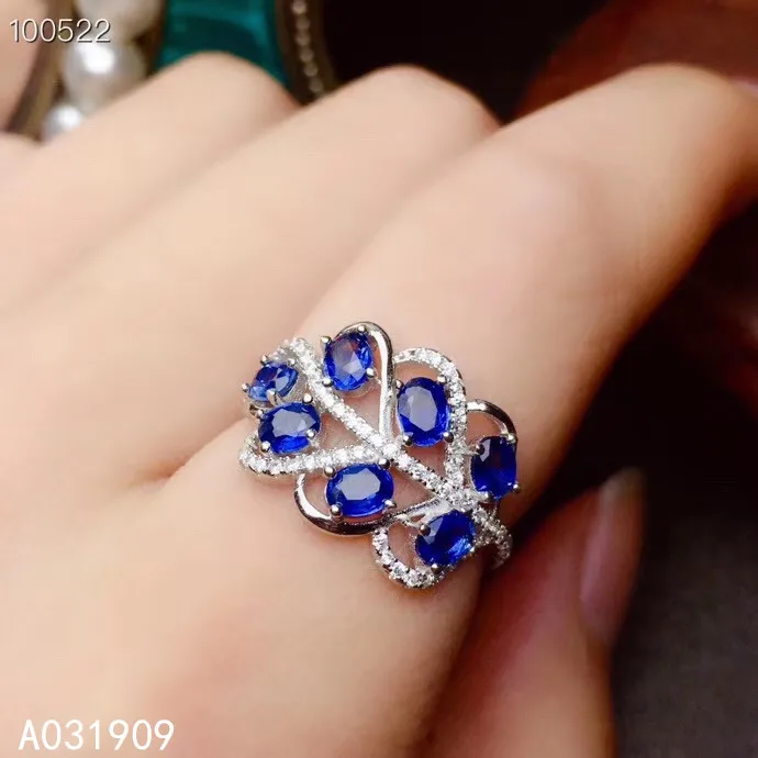 

KJJEAXCMY boutique jewelry 925 sterling silver inlaid Natural sapphire gemstone ring female support detection trendy