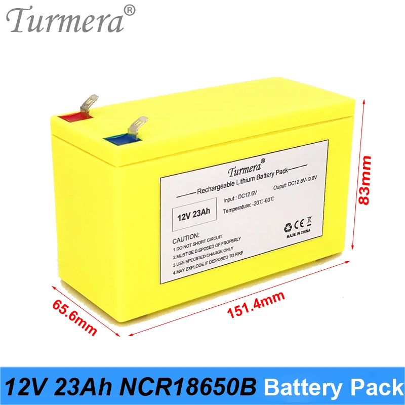 12V 23Ah Lithium Rechargeable Battery Pack Use NCR18650B 3400mAh cell for Uninterrupted Power Supply 10.8V 12.6V Turmera Battery