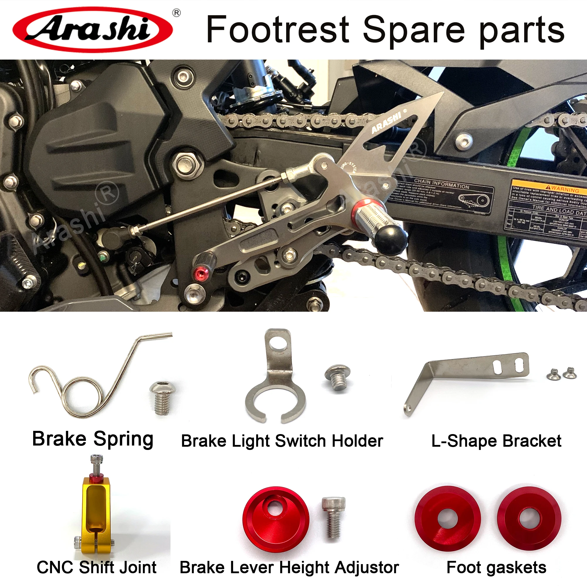 Arashi Footrest Brake Master Cylinder Mounting Bracket M6 M8 Screw Bolts Brake Light Switch Holder Spring Spacer Accessories