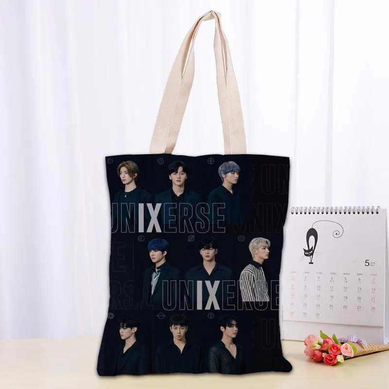 Kustom SF9 KPOP Tas Tote Kain Katun Tas Belanja Bahu untuk Wanita Tas Belanja Dapat Dilipat Ramah Lingkungan 0913