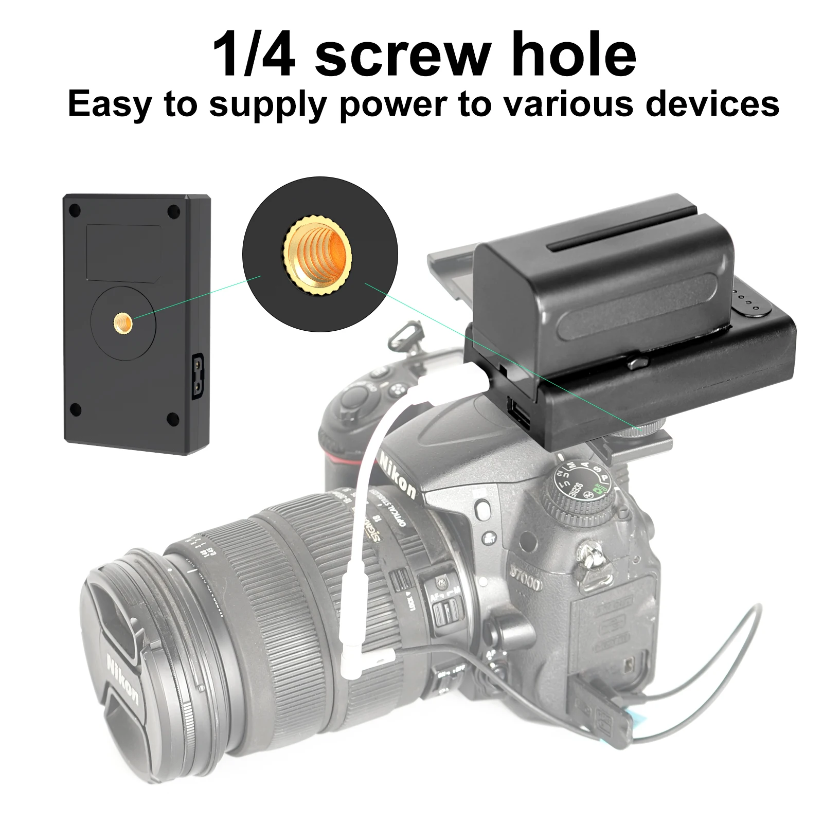 ZGCINE-cargador de carga rápida NPF NP-F PD, con orificio de tornillo 1/4, compatible con batería F550, F750, F970, adaptador de luz de fotografía para cámara