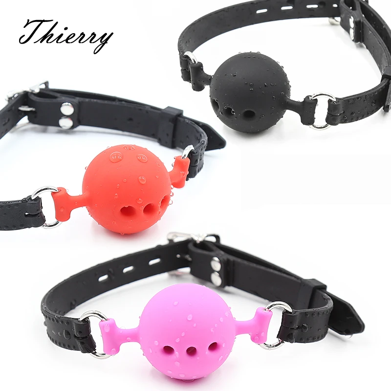 Thierry – boule de Gag fétiche en Silicone pour femme, accessoire de Bondage, avec bouche ouverte, matière respirante, jeux d'adultes, jouet sexuel pour Couple, BDSM