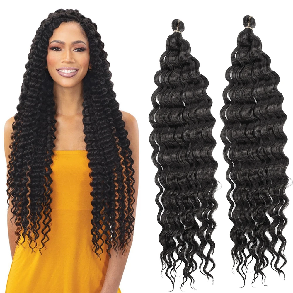 

Long Deep Wave Braiding Hair 28inch Ocean Wave Crochet Hair Synthetic Deep Curly Crochet Hair Extensions For Black Women