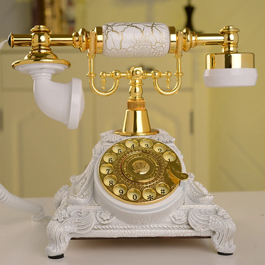 European Antique Telephone Rotary Dial Design Retro Landline Phone with Mechanical Ring, Speaker and Redial Function for Home