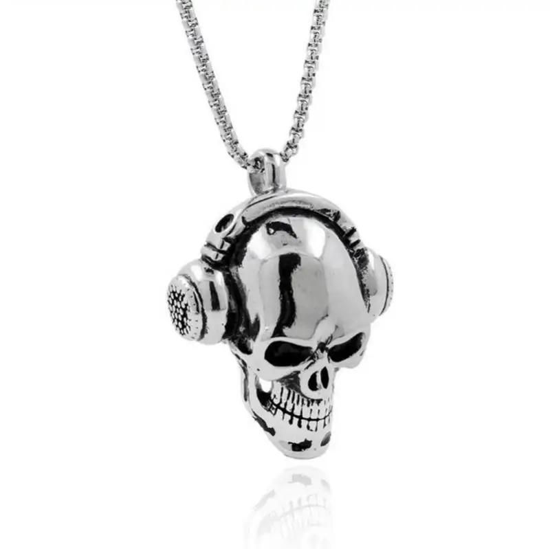 Gothic Skull Pendant Necklace Men's Fashion Personality Punk Style Motorcycle Party Adventure Travel Accessories Gifts