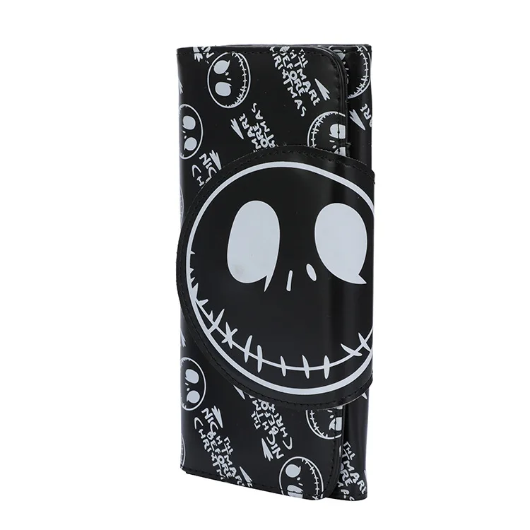 Cartera de dibujos animados para hombre y mujer, monedero largo de calavera con tarjetero, a la moda, nuevo diseño