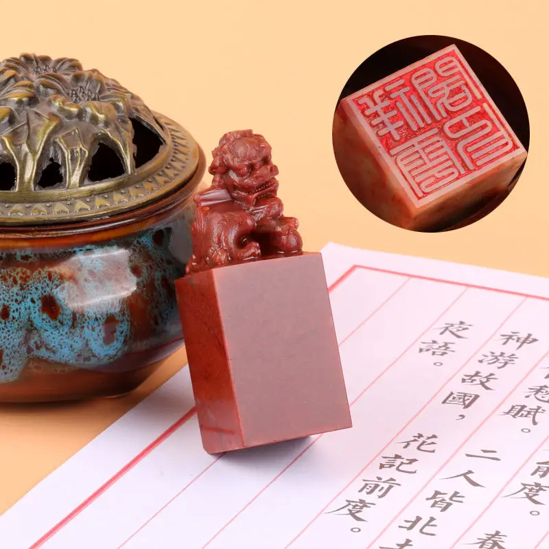 Chinese Personal Seal Lovely Stone Stamps Custom Calligraphy Painting Seal Artist Chinese Name Special Kirin Shaped Stamp