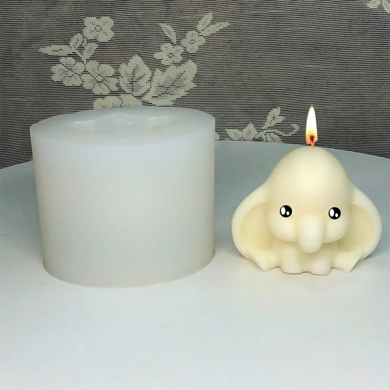 Baby Elephant z duże uszy świeca silikonowa formy dla DIY Handmade świeca aromaterapeutyczna tynk ozdoby foremka do mydła rękodzieła