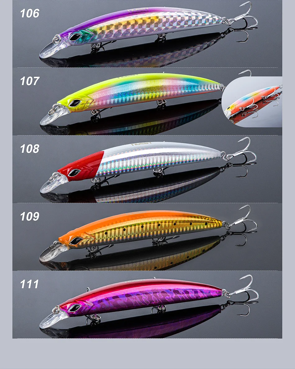 NOEBY Schwimmender Minnow-Angelköder, 130 mm, 23 g, schwimmende Wobbler, lange Wurf-Kunstköder für Seebarsch, Jerkbait-Angelköder – Detail 7