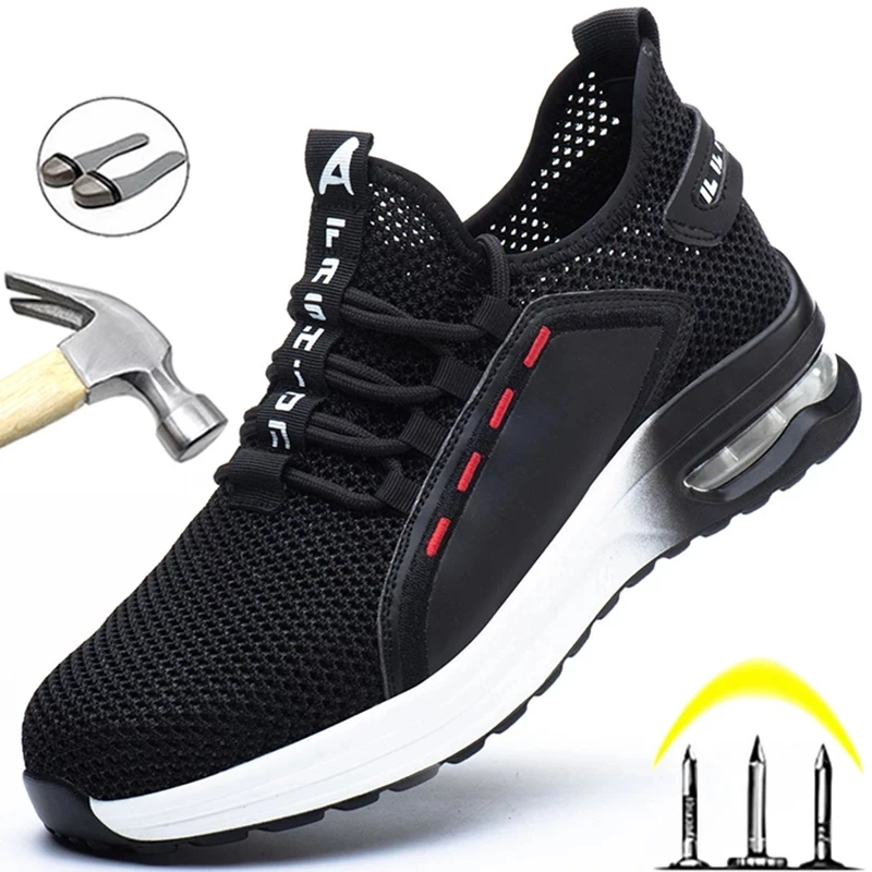 Men Safety Shoes Anti-puncture Work Shoes Anti-smash Work Sneakers Comfort Men Shoes Lightweight Steel Toe Shoes Safety Boots