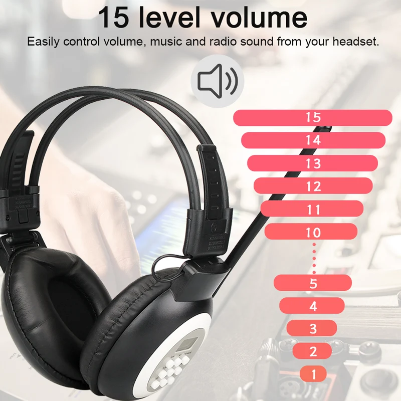 Imagem -05 - Retekess 10 Pcs Tr101 fm Headphone Receptor de Rádio sem Fio Headconjunto Rádio Receptor para Conferência Reunião Tradução