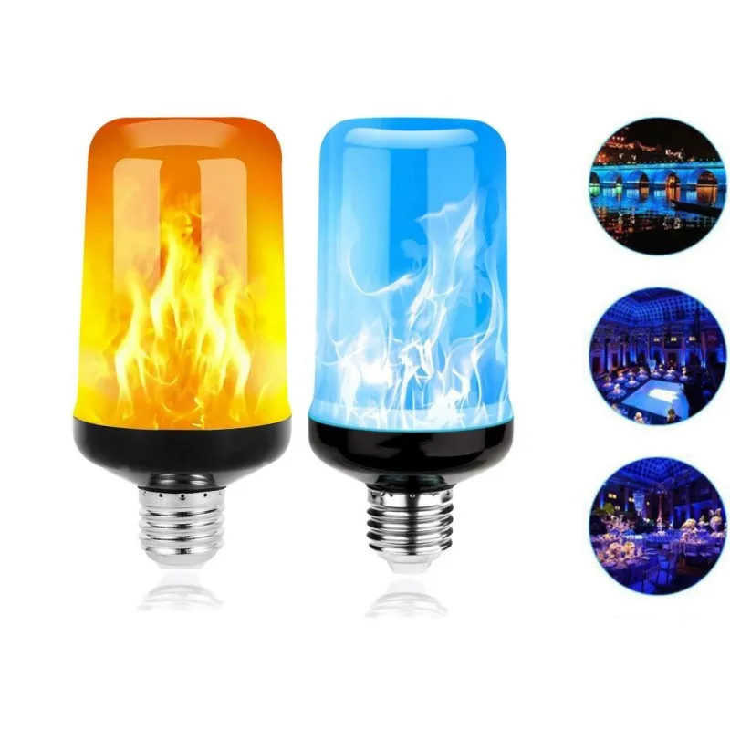 LED E27 Flame Effect Decorative Bulb 4 Modes Dynamic Lamp Creative Corn Light