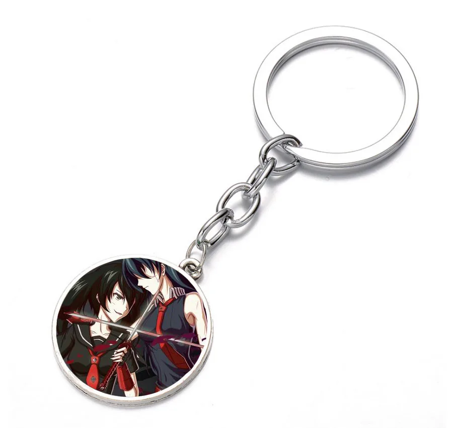 anime Akame ga KILL! Keychain Glass Dome Key Chain Bag Charm Pendant Holder Kids boy girl Gift key ring