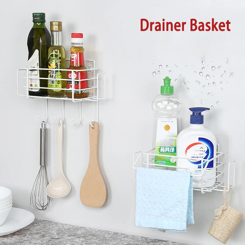 

Hanging Storage Rack Kitchen Rag Dish Cloth Sponge Holder Storage Basket Bathroom Shampoo Towel Drain Rack Kitchen Organizer