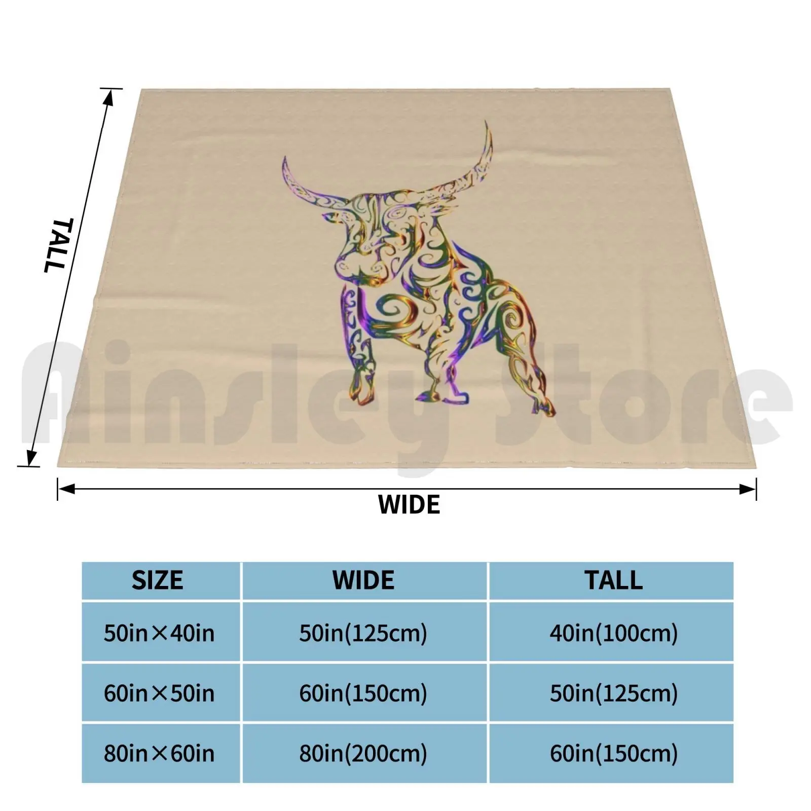 Bull Blanket Fashion Custom Bull Bullfight Popular Spain Star Sign Colorful Strongly Powerfully Cow Farm Torrero