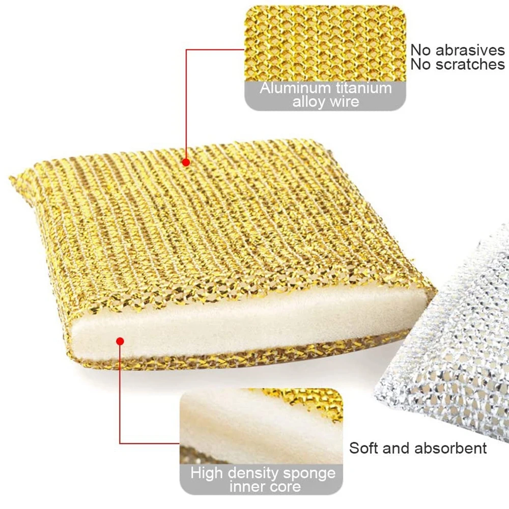 4PCS kitchen scrubbing sponge scratch-free scrubbing cleaning sponge cleaning pad home kitchen sponge cloth stain removal set