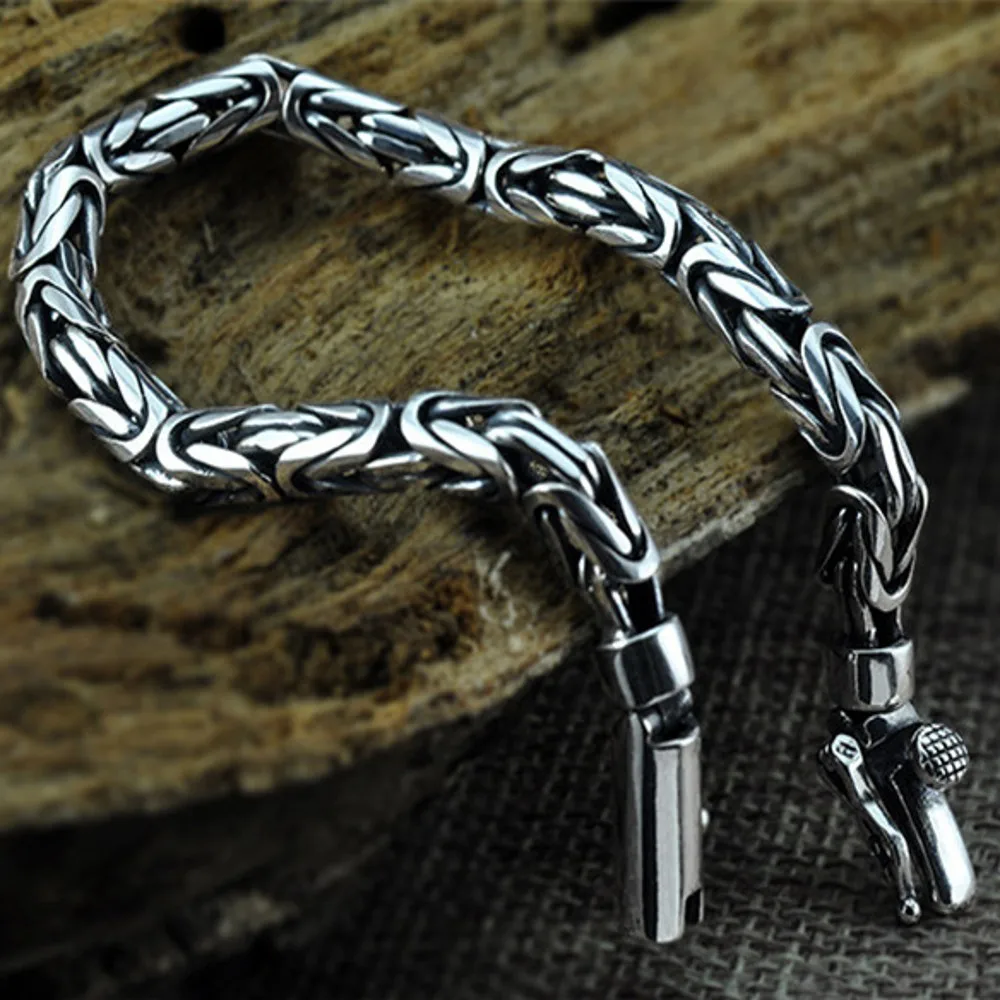 BOCAI New Solid 100% S925 Pure Silver Bracelet for Woman and Man Handmade  Peace Pattern Trendy Jewelry
