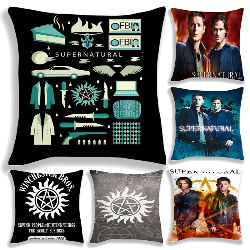 

Supernatural Pillow Cover Home Decoratives Dean Winchester Cushions For Sofa Seater Covers Car Pillow Case 45*45cm
