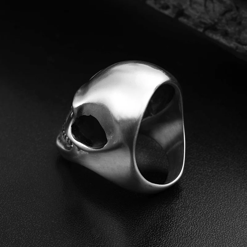 Valily Vintage Men\'s Stainless Steel Skull Rings Silver-Color Gothic Biker Jewelry Big Motorcycle for Man