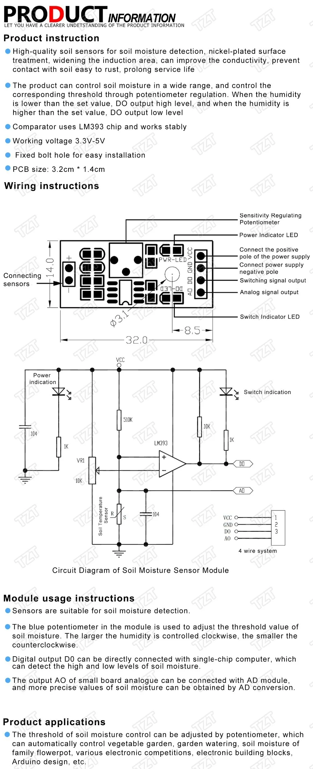 1/3 Stück Bodenfeuchte-Hygrometer-Sensor-Modul für Arduino Entwicklungsboard DIY Roboter Smart Car – Detail 2