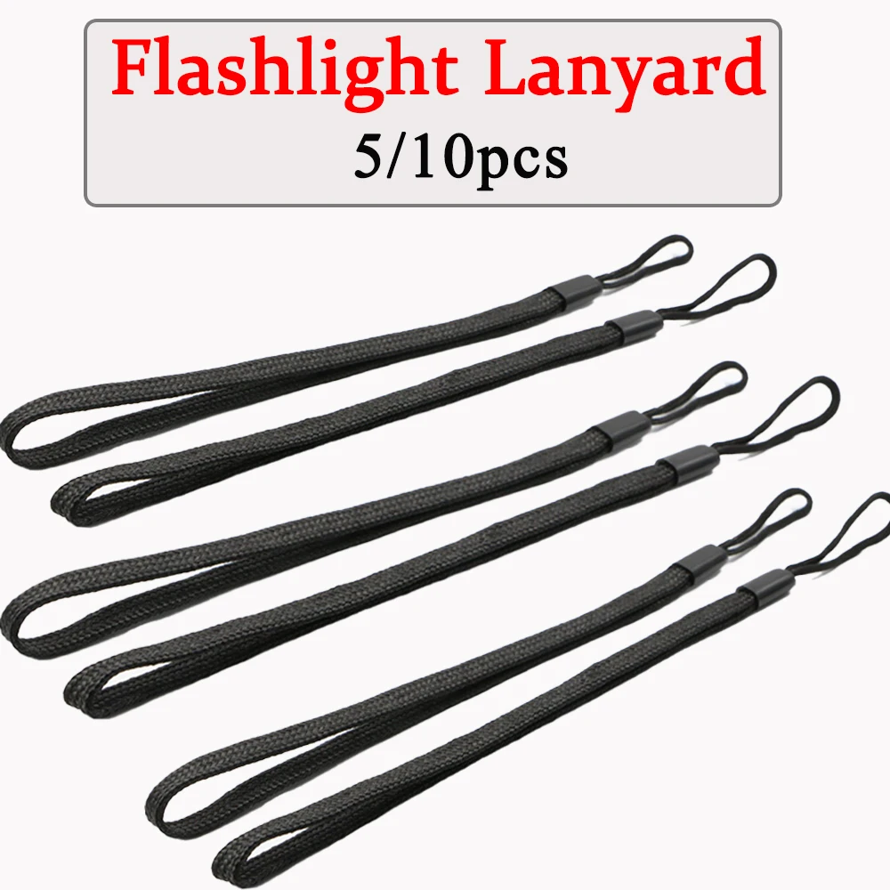 5/10Pcs 25CM Flashlight Straps Lanyard Sling EDC Outdoor Tools Black Paracord Ajustable Anti Lost For Torch Camera Phone Kits