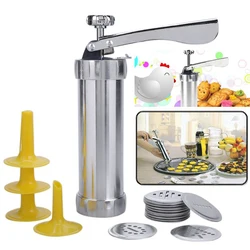 240m Cookie Press Gun and Icing Set Alloy Churro Maker Cookie Maker With 20 Discs 4 Pastry Tip Biscuit Mold Kitchen Accessories