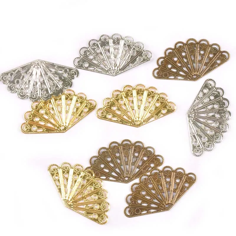 Gold/silver/bronze Flower Filigree Wraps Metal Crafts Connectors For DIY Scrapbook Embellishment Handicraft 20Pcs 40x23mm yk0767